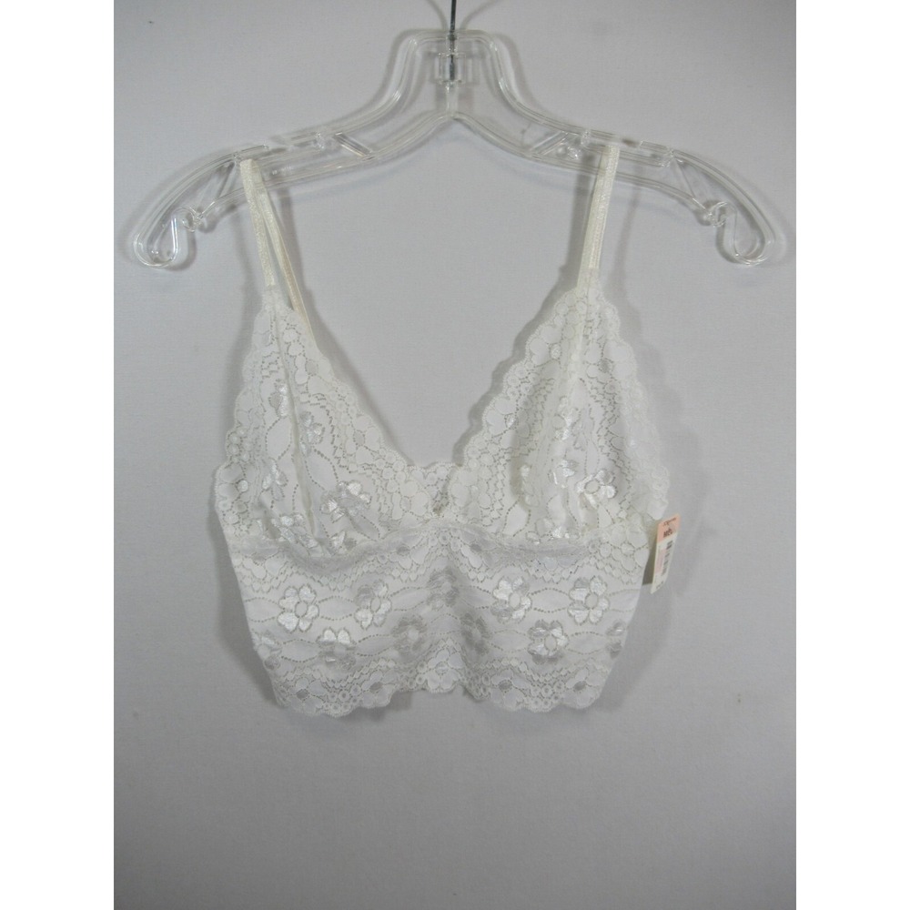 NEW Delicates Unlined Lace Bralette Bra Medium White Wireless Longline Pullover